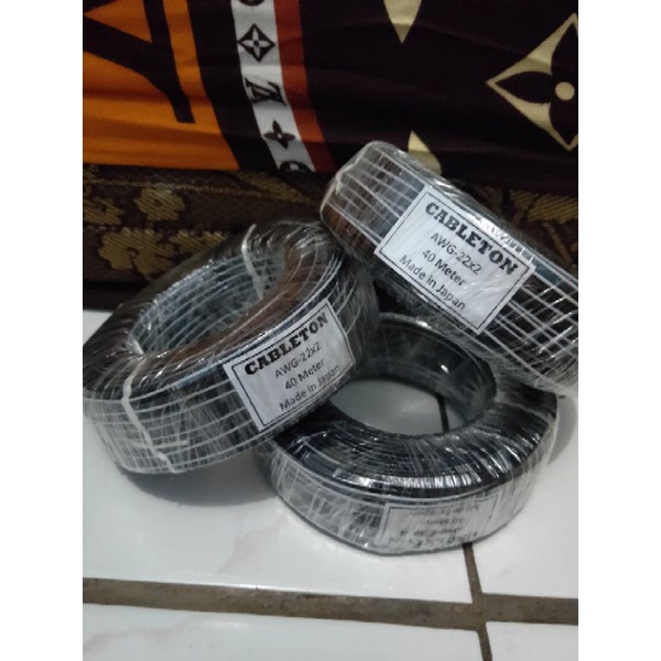 kabel awg 22x2 40m serabut tembaga silver Made in japan original