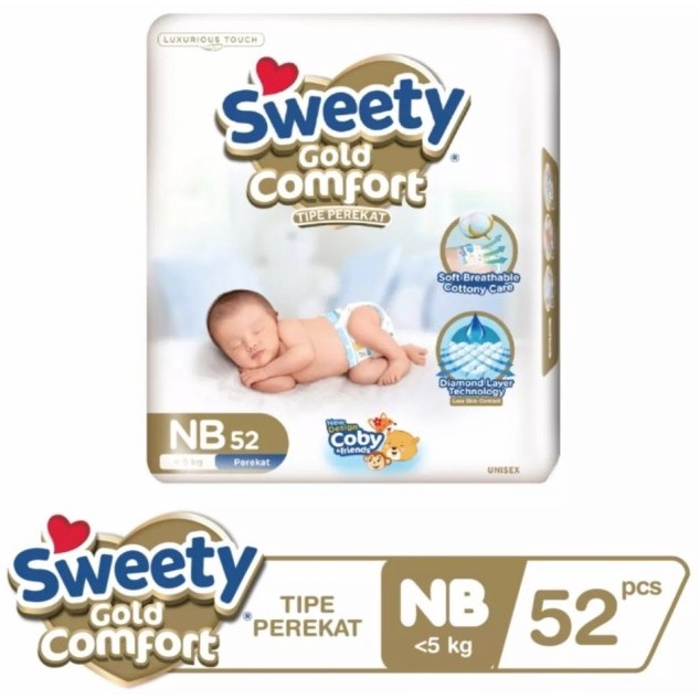 SWEETY Comfort Gold Popok Perekat NewBorn NB52 / NB 52