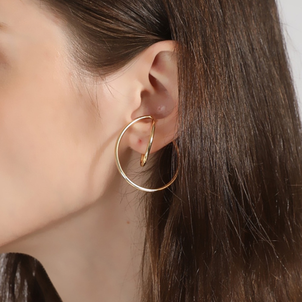 Hu Hu Hu Hu Hu Alat Bantu Pasang Kacamata♡ Anting Klip Tanpa Tindik Bentuk Geometri Untuk Wanita