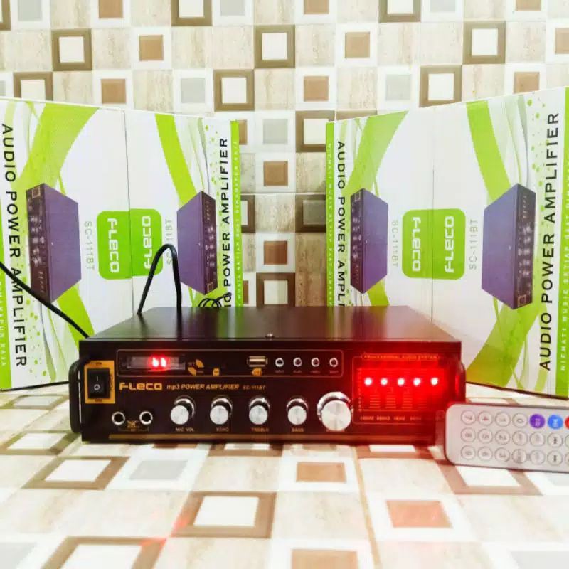 COD Amplifier FLECO SC-111BT Bluetooth Karaoke + Mp3 player + FM Radio Ampli Karaoke Fleco SC-111BT