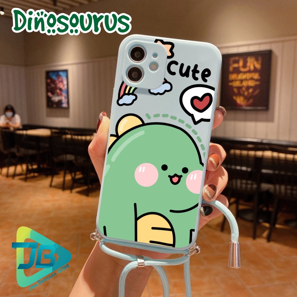 SOFTCASE SILIKON SLINGCASE TALI LANYARD STRAP PHONE MACARON PELINDUNG KAMERA DINOSOURUS OPPO VIVO SAMSUNG XIAOMI REALME IPHONE ALL TYPE JB5314