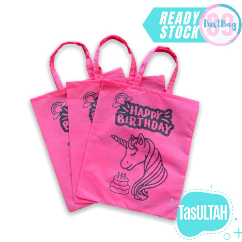 Tas Snack Ultah Anak Sablon Unicorn Pink Terlaris Di Shopee Ready Stok