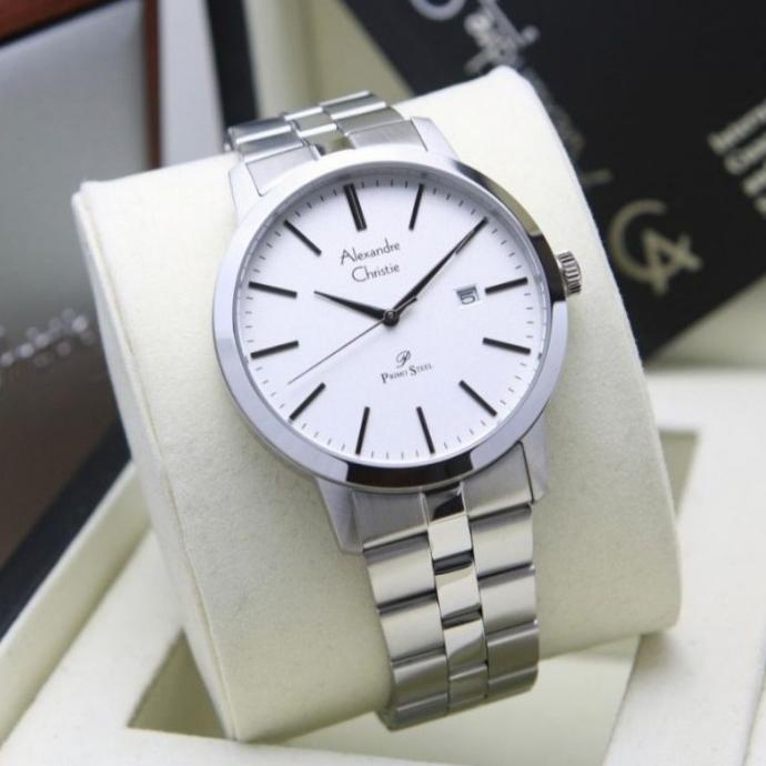 Jam Tangan Pria Alexandre Christie Ac 1007 Original Silver Putih Blacknana_