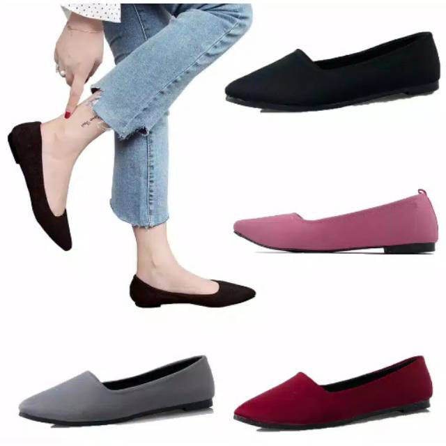 Big Sale] Flat Shoes F01 Wanita Polos