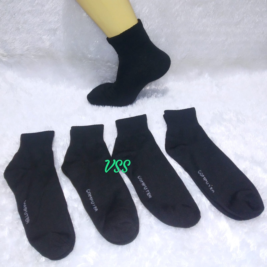 kaos kaki pria pendek hitam polos mata kaki ankle karet tebal sport bahan katun murah