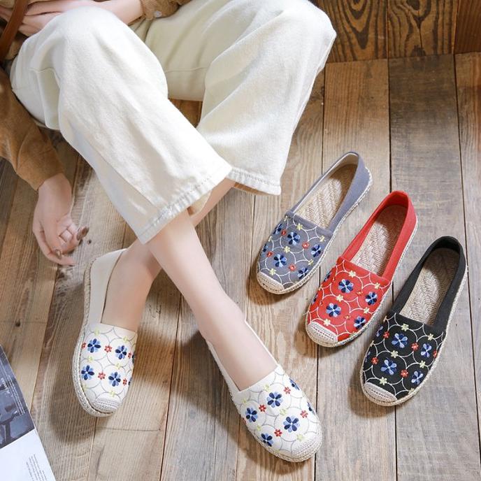 Terbaik Original Sepatu Espadrilles Wanita Korea Slip On Kanvas