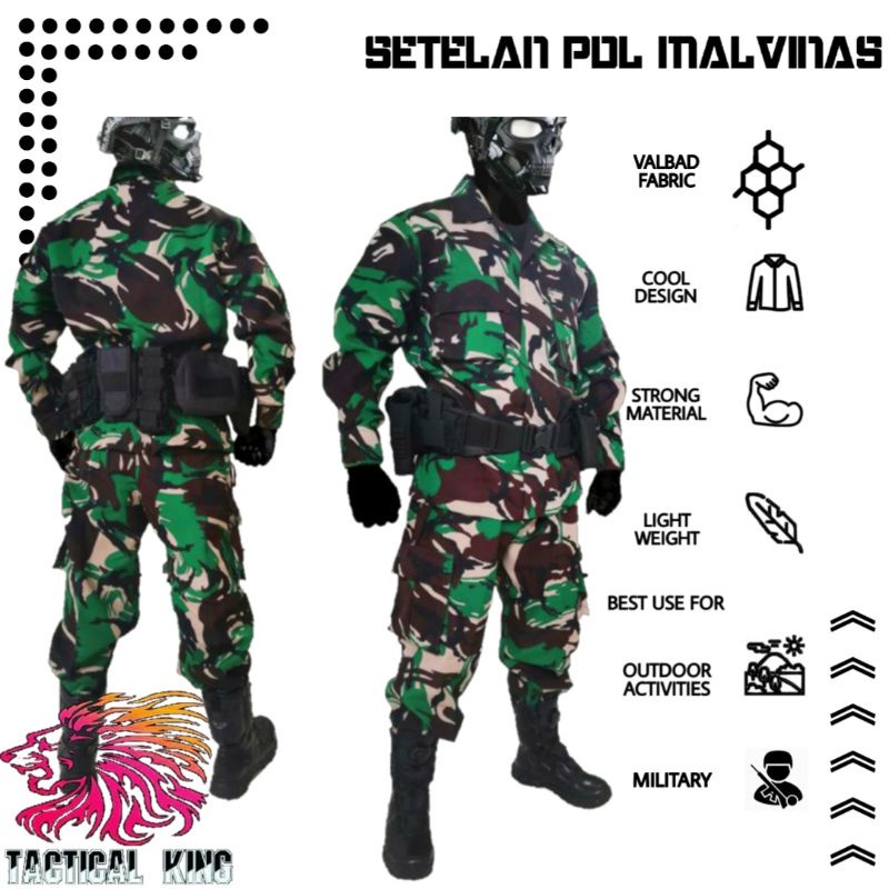 Setelan PDL TNI Loreng Kasad/Multicam/NKRI Terbaru/Malvinas/Seragam PDL Velbed