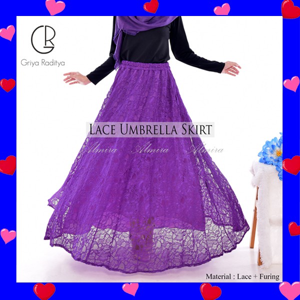 Rok Panjang Wanita Payung Muslimah  Pesta Brokat Lace Umbrella Skirt Griyaraditya Almira