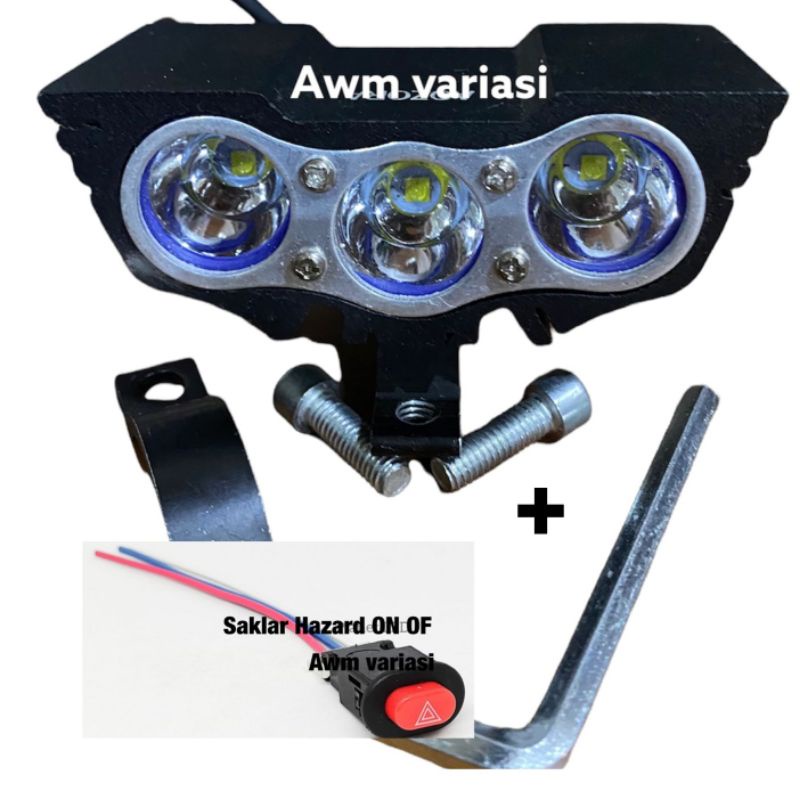 Lampu Tembak Sorot Owl Cree 3 Mata 30Watt Ultra Rare 12 Volt - 80 Volt 3 Mode