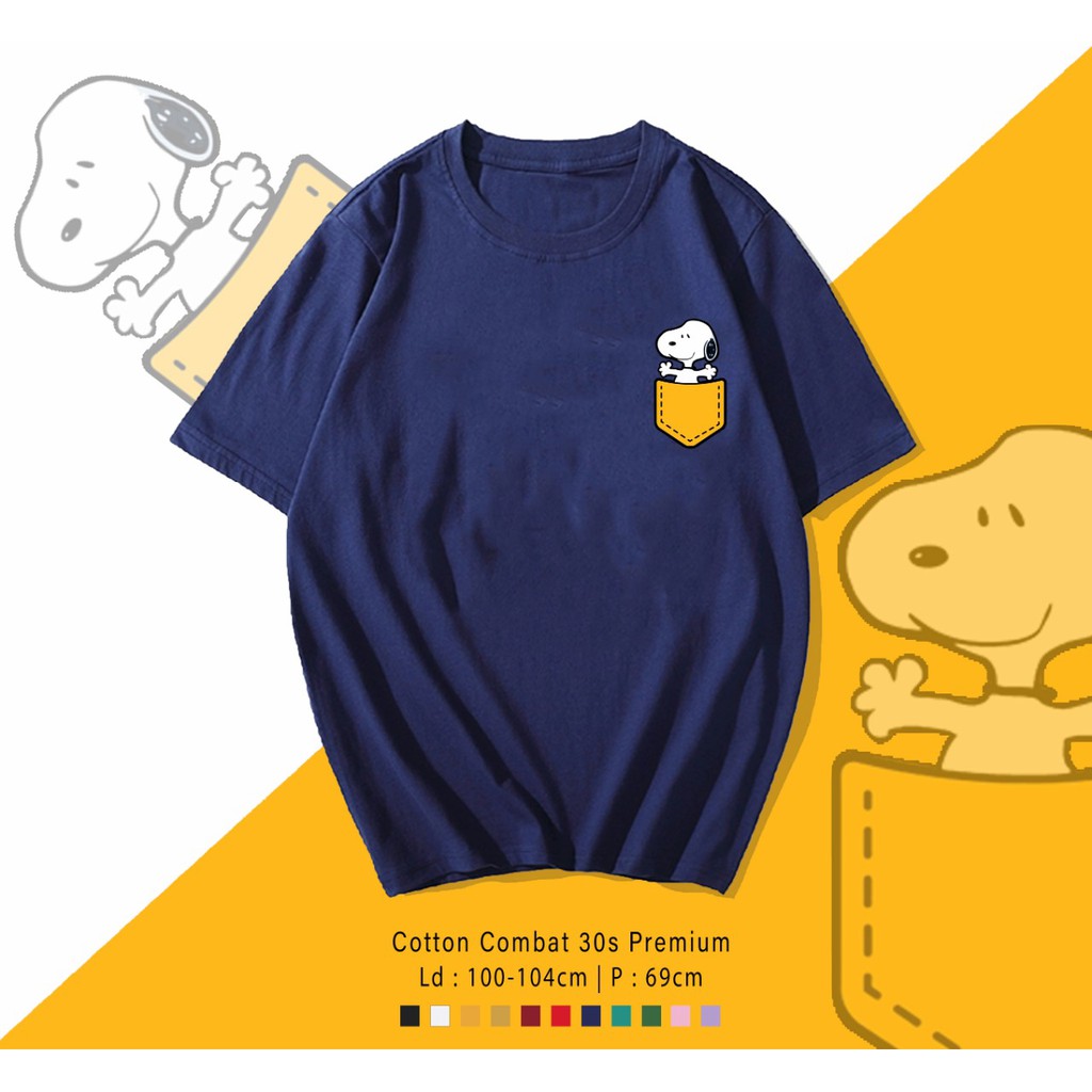 SNOPPY POCKET  / TERMURAH BAJU KAOS KATUN WANITA/ PRIA UNISEX LENGAN PENDEK / TUMBLR TEE