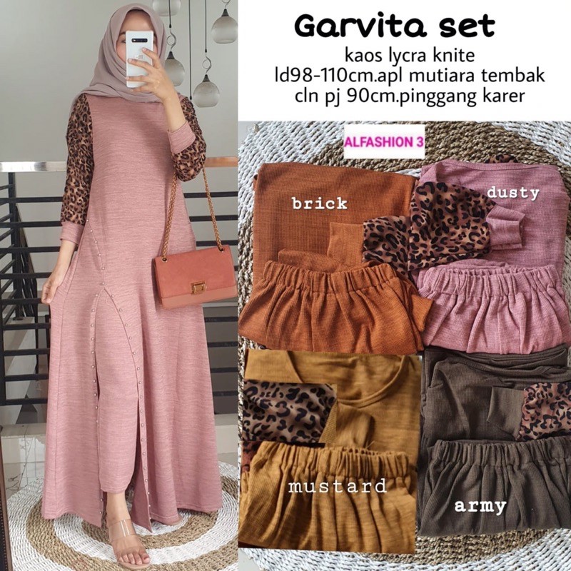 SETELAN DRESS KAOS LYCRA KNIT GARVITA SET BY ALFASHION
