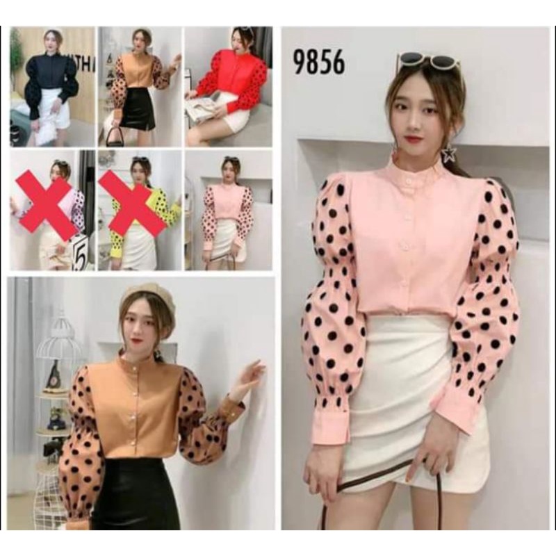atasan/kemeja import polkadot