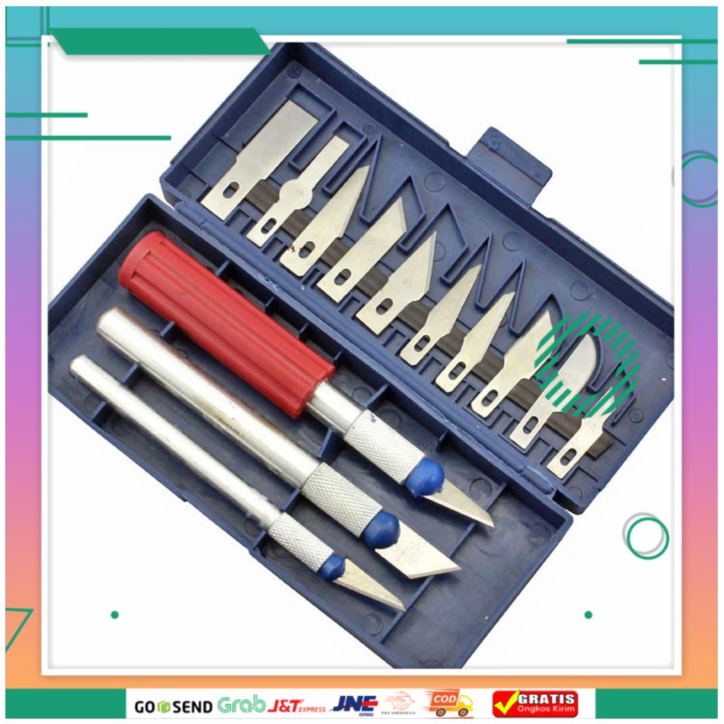 (BISA COD) FTIHSHP Set Pisau Ukir Seni 13 in 1 Crafting Knife 3 Handle - A-003