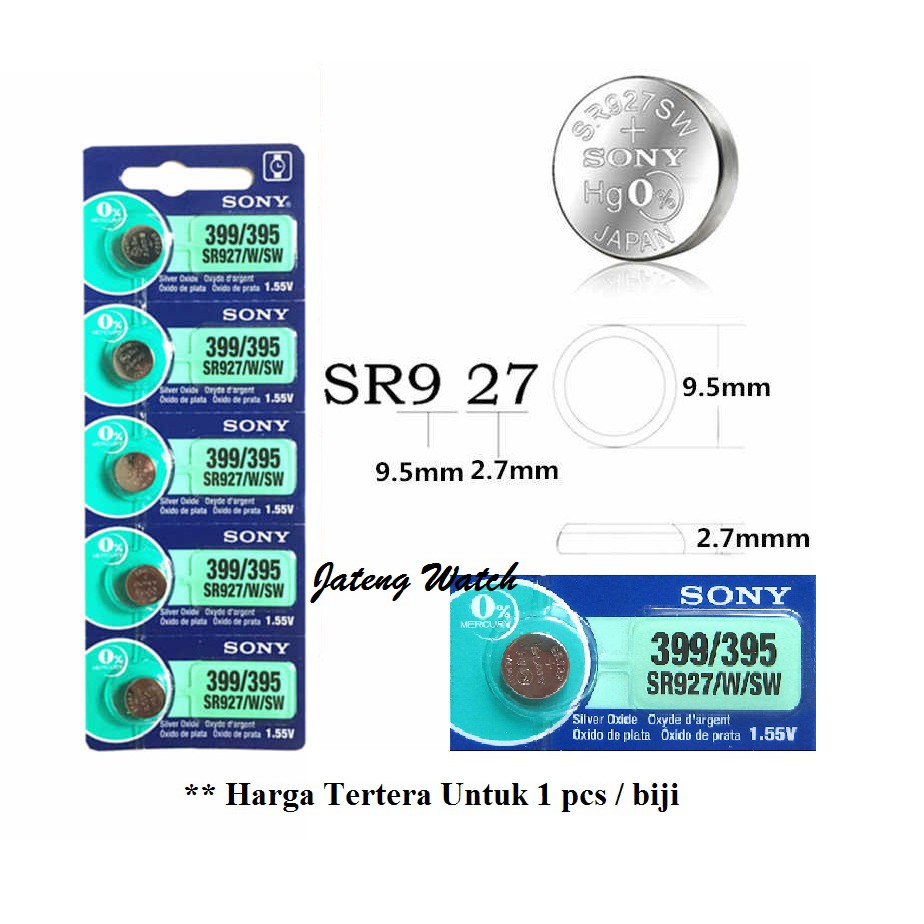 Baterai Jam Tangan Merk SONY Ukuran 399 / 395  SR927SW SR927 SR927W SR-927 Made in Japan Original