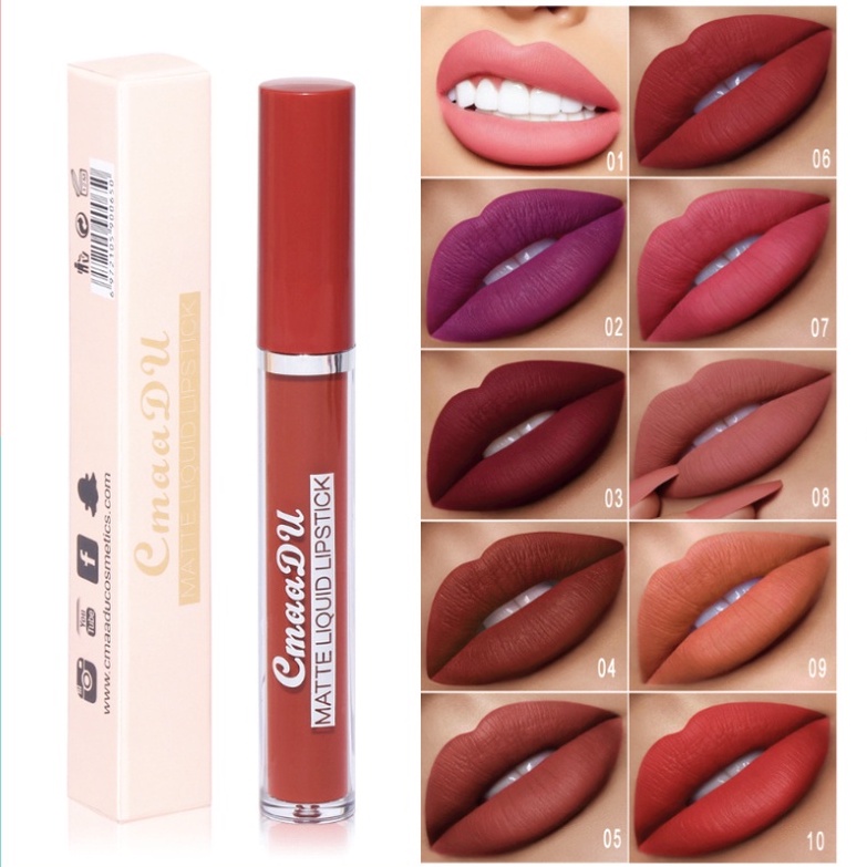 CMAADU Lipstik 10 Matte Liquid Lipstick Waterproof/Tahan Lama Long Lasting XX044