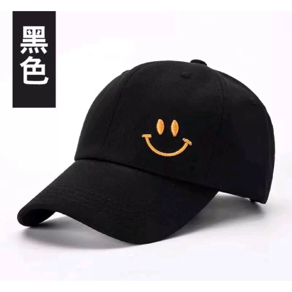 topi baseball gaya korea bordir smile