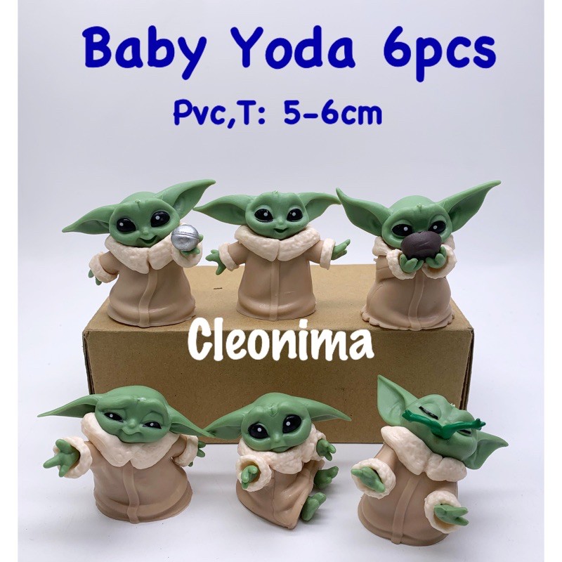 Figurin/Topper Kue/Mainan Anak Baby Yoda 6pcs