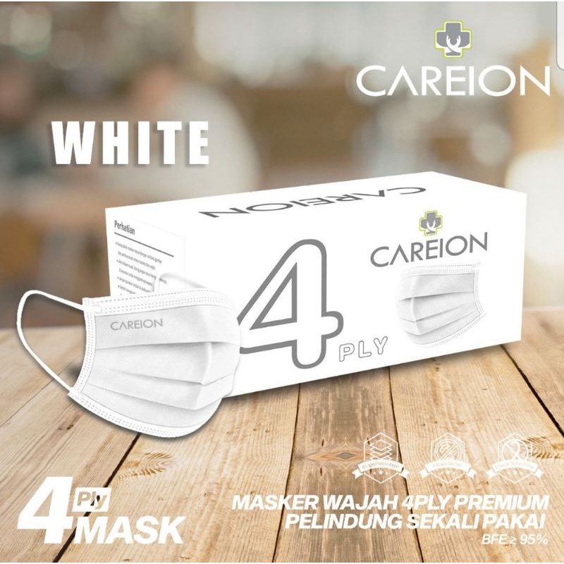 MASKER CAREION EARLOOP 4PLY ISI 50PCS EMBOS CAREION KEMENKES RI AKD MEDIS