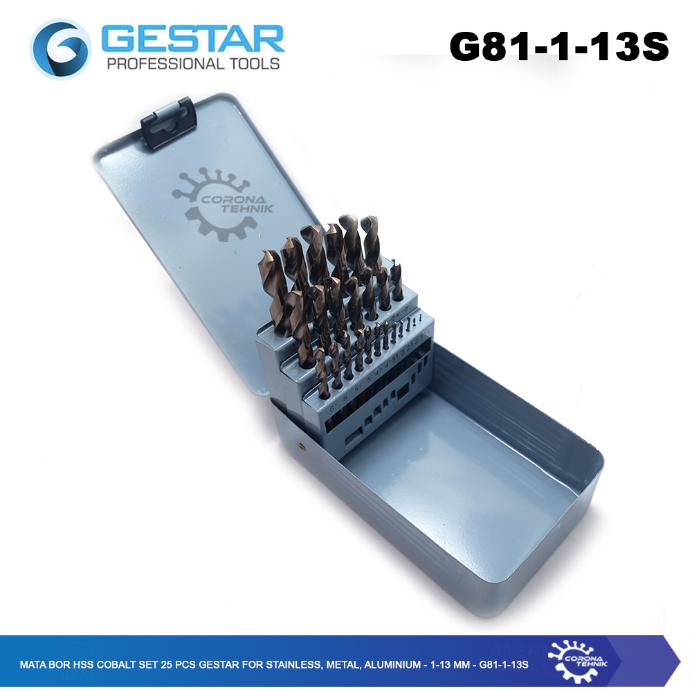 Gestar - Mata Bor HSS Cobalt Set 25 Pcs for Stainless, Metal, Aluminium