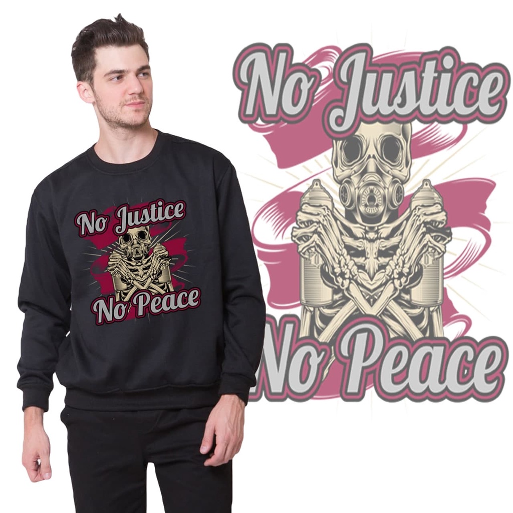 Newofficial Sweater Jumper Printing &quot;NO JUSTICE NO PEACE&quot; Black Collor sweater Crewneck Polos Sablon printing Black Collor  Pria Dan Wanita Sweatshirt Size M L XL Original Premium