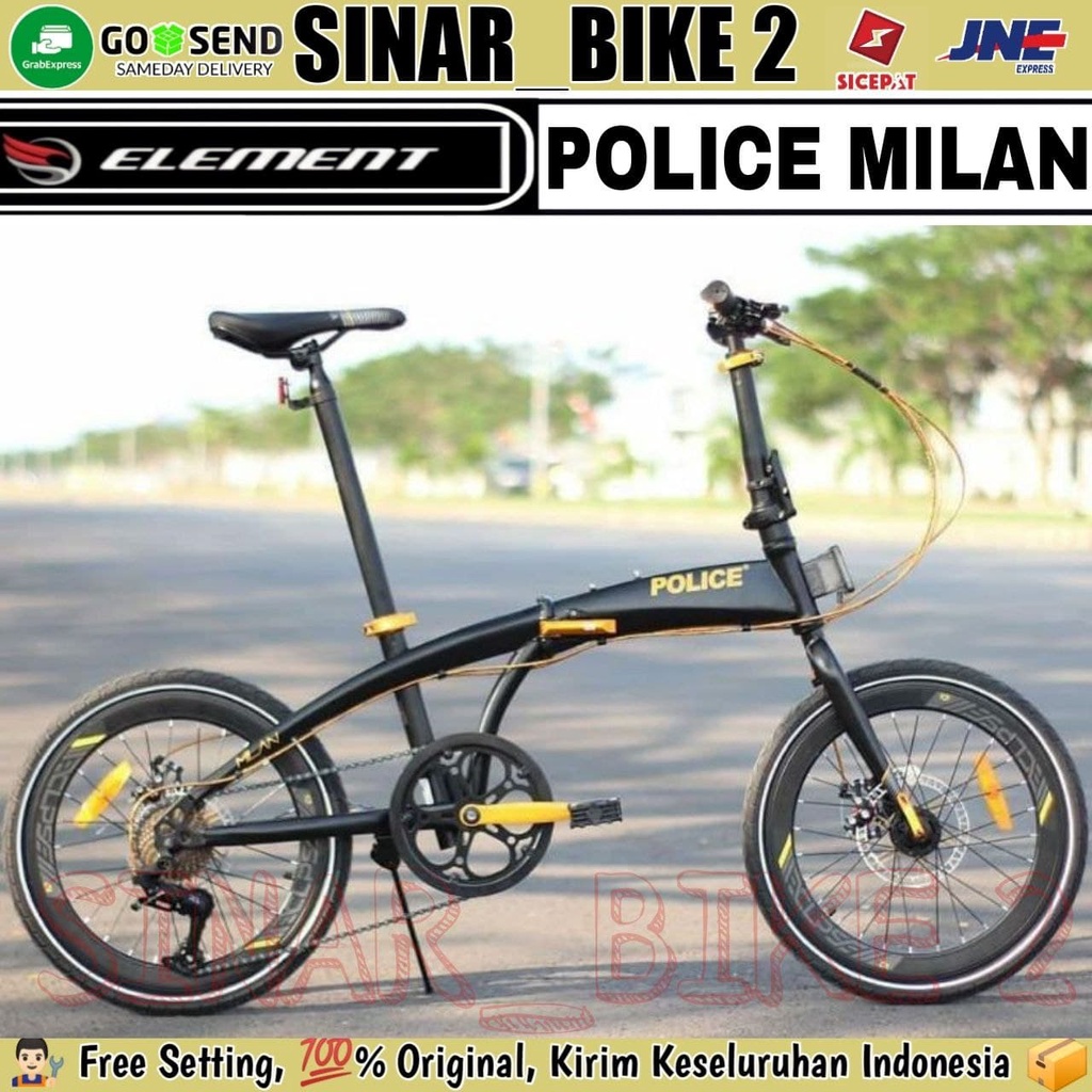 Sepeda Lipat Element Police Milan 20Inch 8Speed New