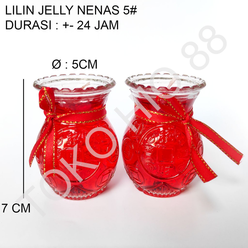 Lilin Jelly Merah Nenas Sembahyang Sepasang a Pair Candle Tahan Lama 24 Jam Awet Unik Lucu Bagus