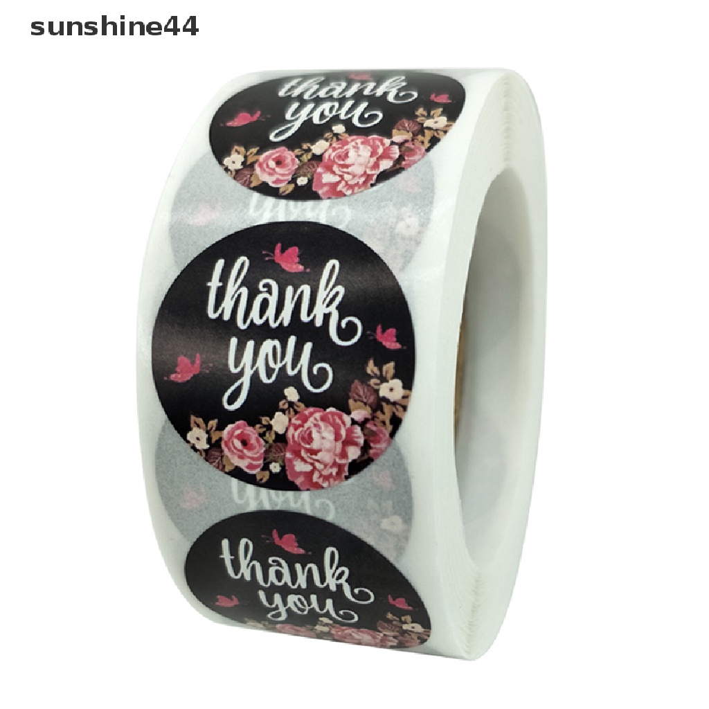 (Sunshine) 500pcs Stiker Label Segel Tulisan Thank You Untuk Kemasan Hadiah