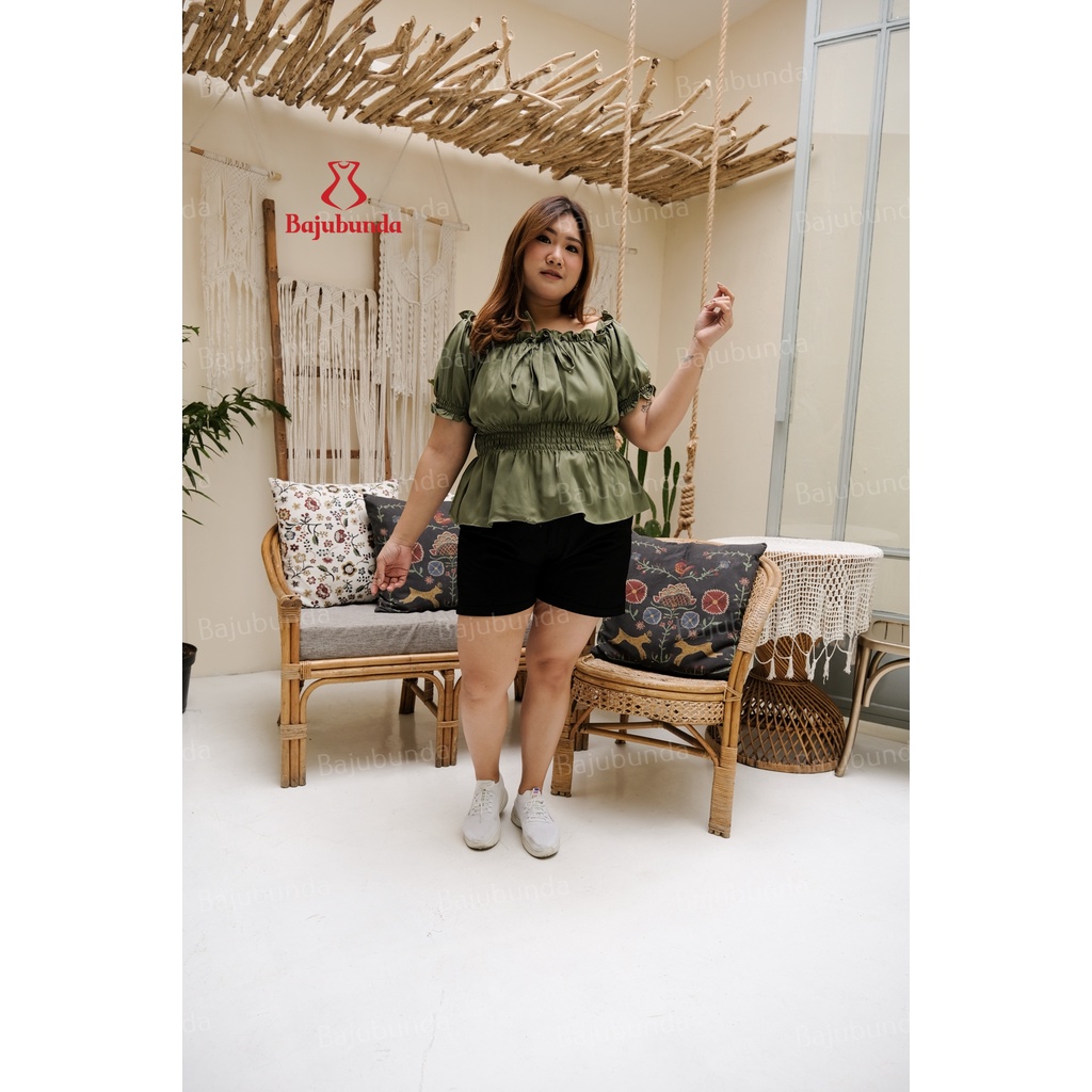 BAJUBUNDA - Atasan Jumbo Wanita Lengan Pendek Polos / Blouse Jumbo / Blus Big Size / Baju Jumbo / MIYA TOP-2