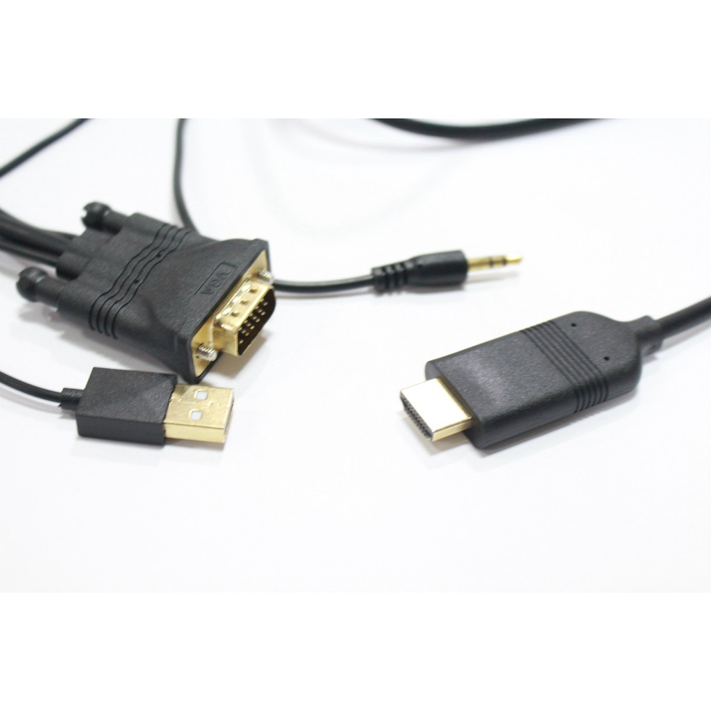 HDTV Cable VGA + Audio to HDMI In-Line Cable Converter with USB - 5152