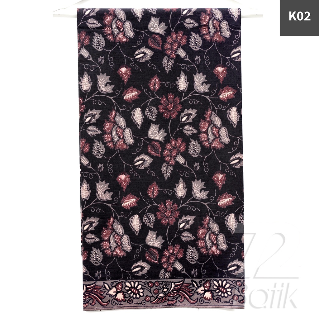 KAIN BATIK PREMIUM Bahan Katun Motif Kembang Taman Warna Hitam 721564 Cap 72 Jarik Jarit Samping Kebat Panjang Batik Katun Modern Premium Bahan Seragam Batik Pernikahan Kantor Keluarga Murah Kamen Jadi Batik Bali Lembaran