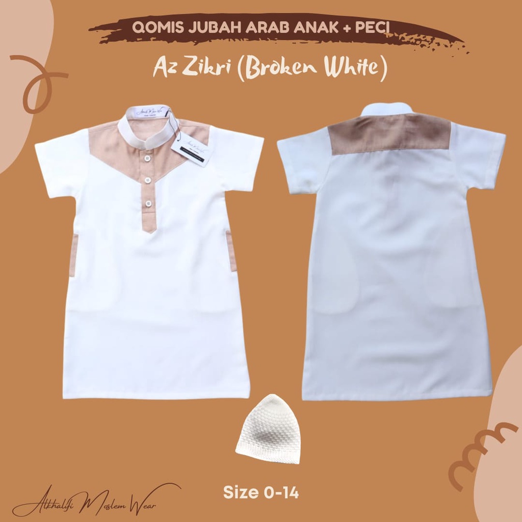 Alkhalifi - Qomis Gamis Jubah Arab Anak Bayi Balita Remaja AZ ZIKRI (WHITE) Premium Quality