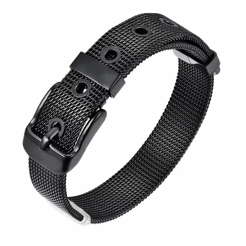 ✅COD Titanium gelang wanita haute couture emas renda rantai gelang trendi pasir dekorasi stainless steel gelang LV Q23-Gelang Hitam
