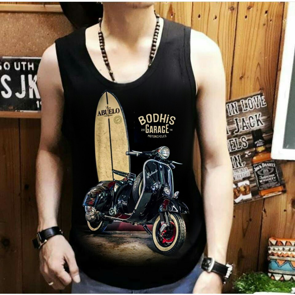 Shalch trendy Singlet lekbong pria vespa black