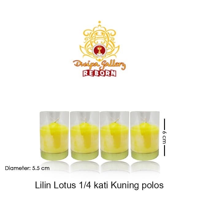 Lilin/Candle Puja Sembahyang Lotus 1/4 Kati Kuning Polos