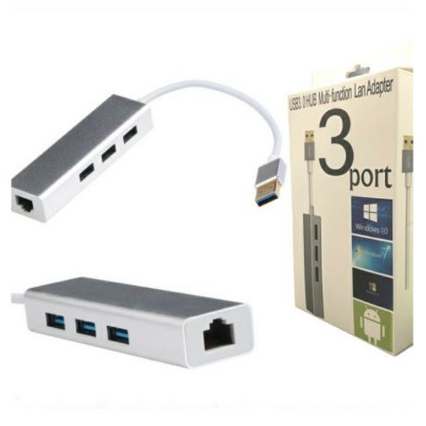 Usb 3.0 hub 3 port 5Gbps aluminum with rj45 lan 10/100Mbps ethernet adapter 4in1 for laptop macbook