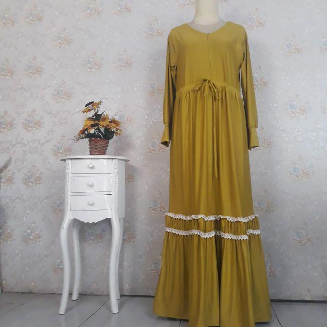 Gamis dress muslim terbaru SYAFIRA-Lemon