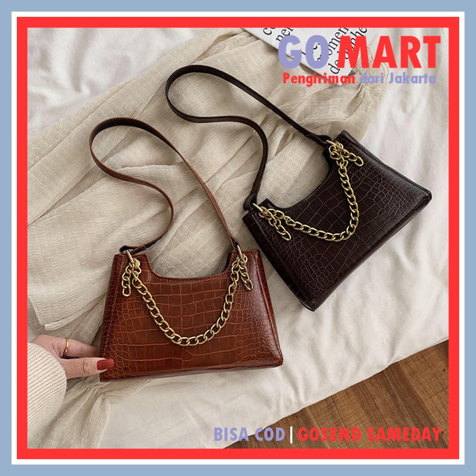 Tas Shoulder Bag Wanita Import Tas Bahu Croco Model Terbaru - Tas Fashion Korea Import Kekinian - Tas Wanita Terbaru - Tas Wanita Import - Tas Viral Wanita - SL47