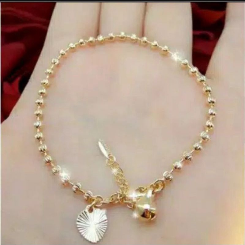 Gelang tangan biji lada gold titanium perhiasan wanita