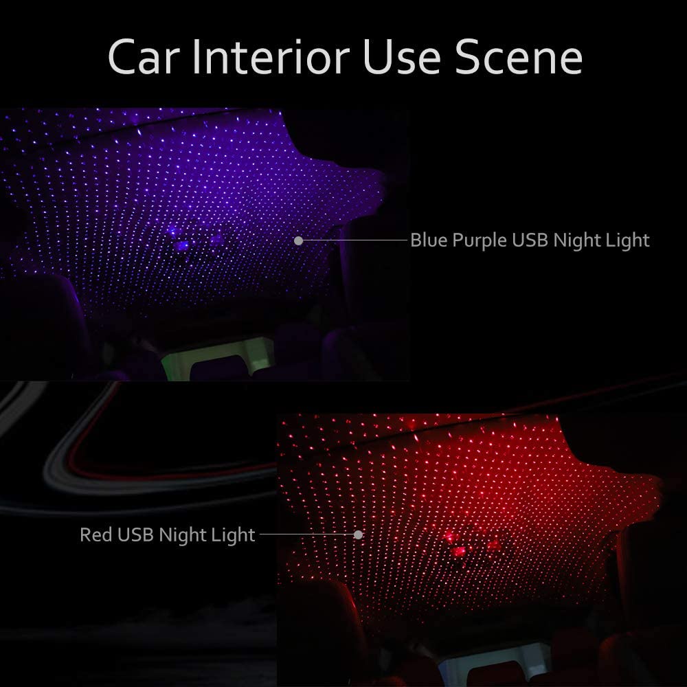 Romantic LED Car Roof Star Night Light Projector Atmosphere Galaxy Lamp USB Decorative Lamp Adjustable Car Interior Decor Light