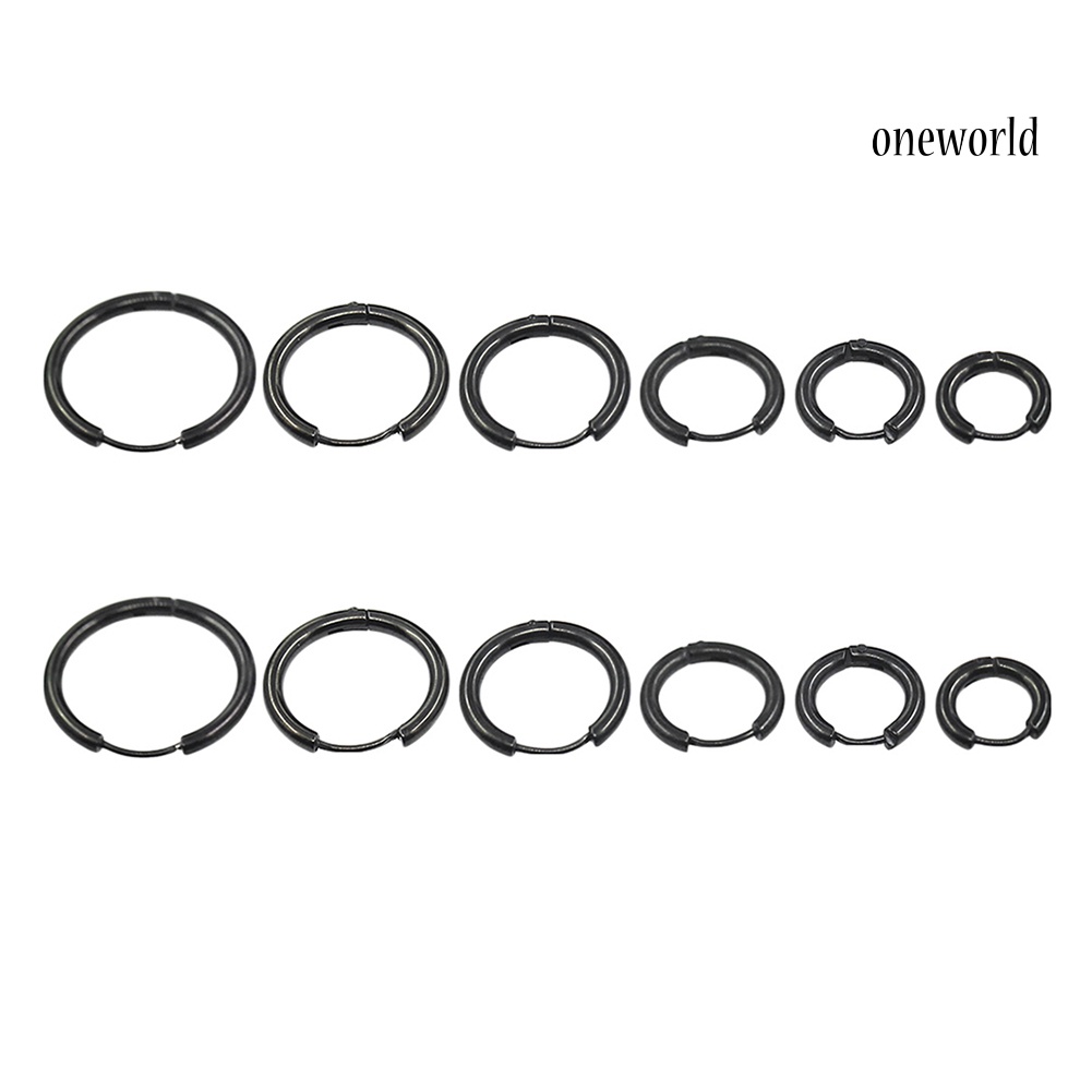 OW@ 1 Pair Stainless Steel Fashion Punk Unisex Ear Hoop Circle Earrings Jewelry Gift