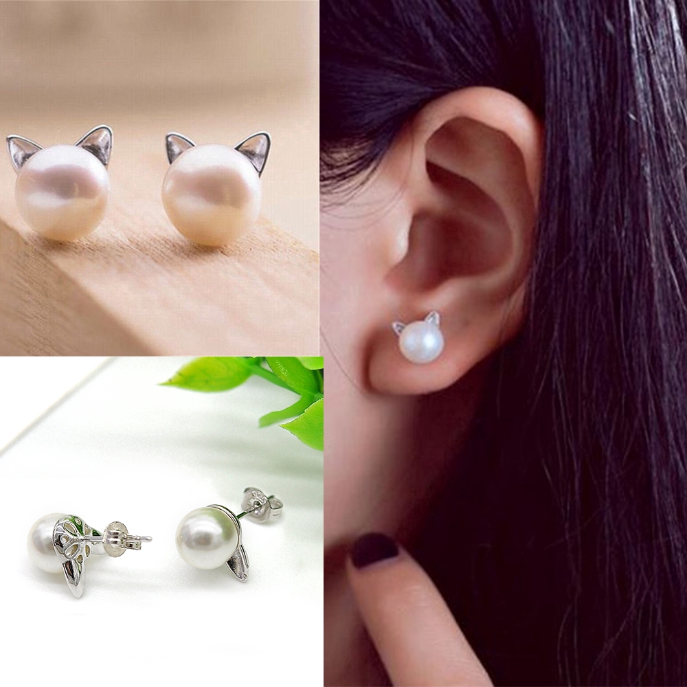 Fashion Women Crystal Adorable Animal Cat Korean Zircon Long Earrings Jewelry 