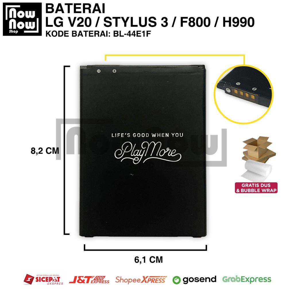 Baterai LG V20 Stylus 3 H918 H990 VS995 LS997 F800 US996 K10 Pro Stylo 3 BL-44E1F BL44E1F Batre Bate