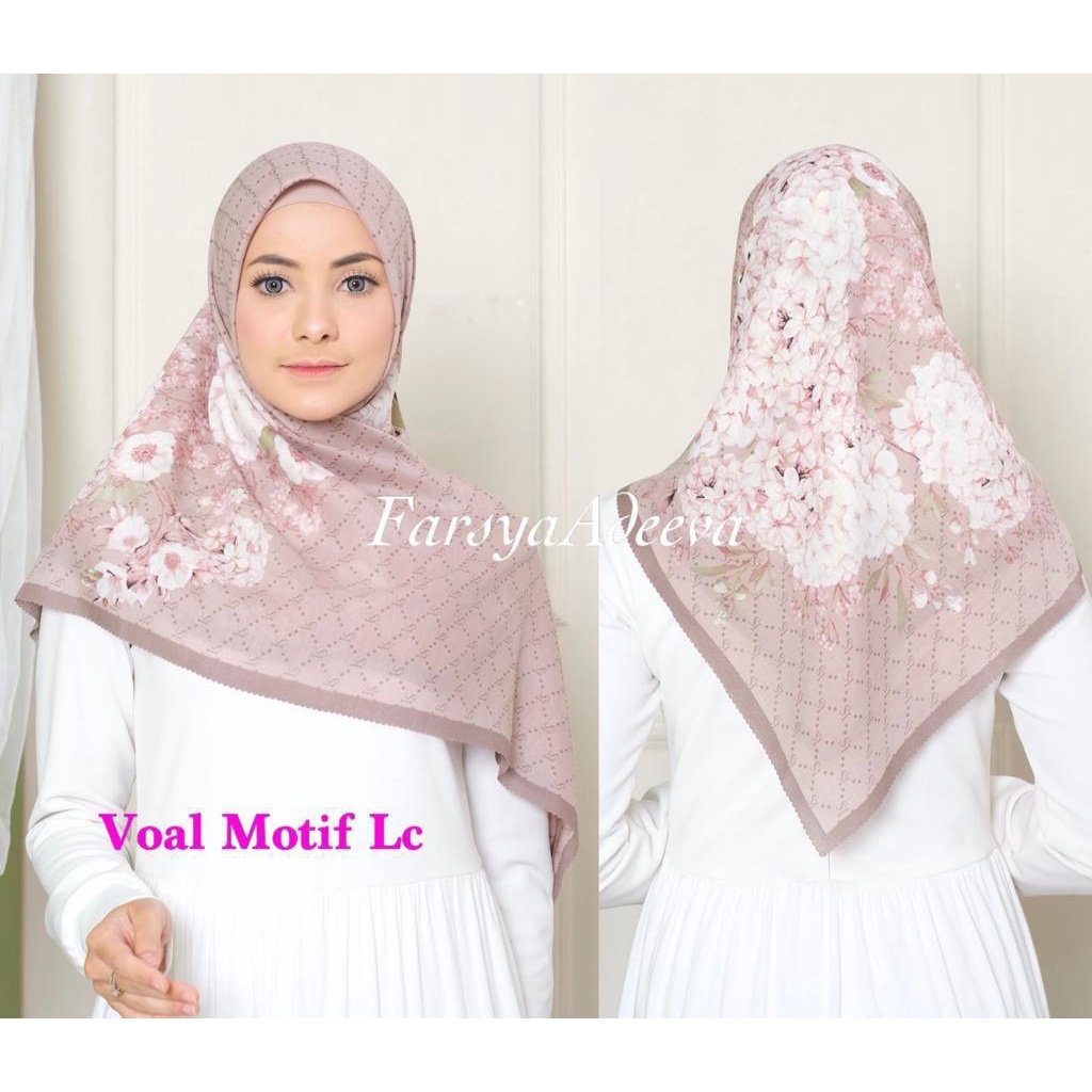 Kerudung segiempat motif terbaru segiempat motif deenay kw bahan voal grosir segiempat motif termurah Safa Hijab-ANGGREK COKSU