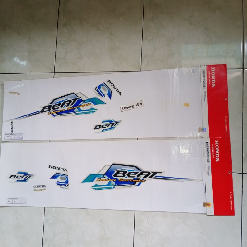 871X0KVY960ZBL & 871X0KVY960ZBR Lis Body - Striping Stiker Honda Beat Karburator 2008 putih ori AHM