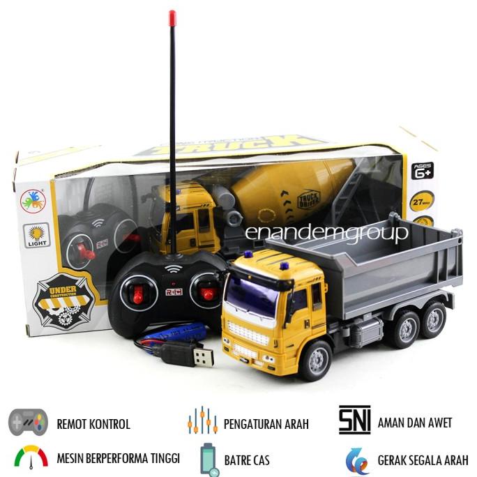 Mainan Mobil Remot Kontrol Rc Dump Truk / Truk Molen Batre Cas
