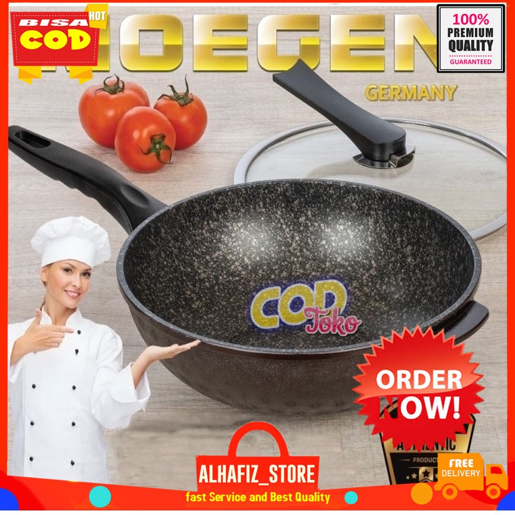 PANCI MASAK WOK PAN TEFLON ANTI GORES  BISA PANGGANG REBUS GORENG  MOEGEN 30CM MS01