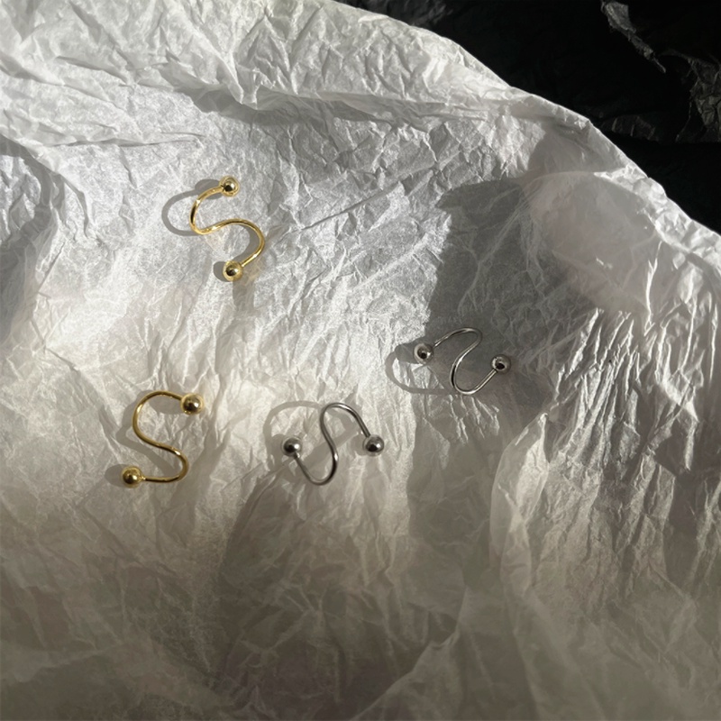 Roselife 1 Pasang Anting Tusuk Bentuk Spiral Bahan Stainless Steel Untuk Unisex