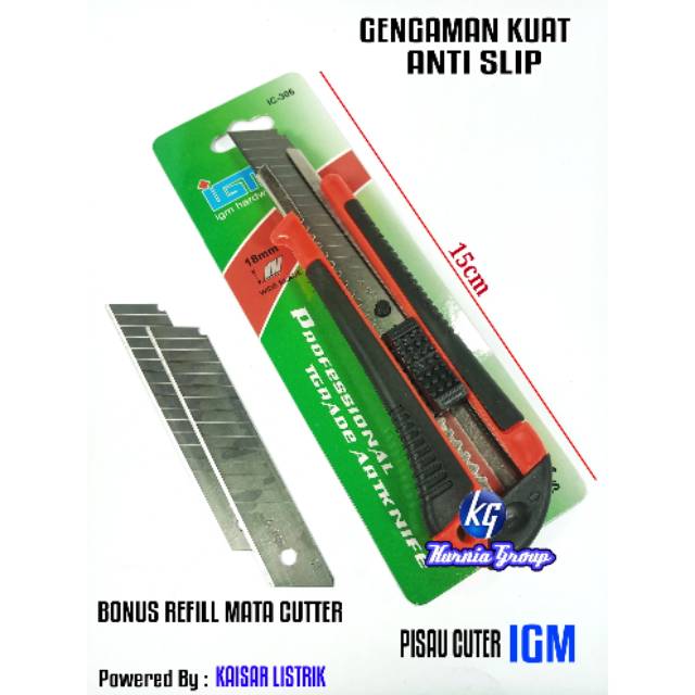 PISAU CUTTER HANDLEBESAR IGM KUAT CUTTER BLADE Kater Serbaguna Anti Slip Bukan Joyko KenkoTERMURAH