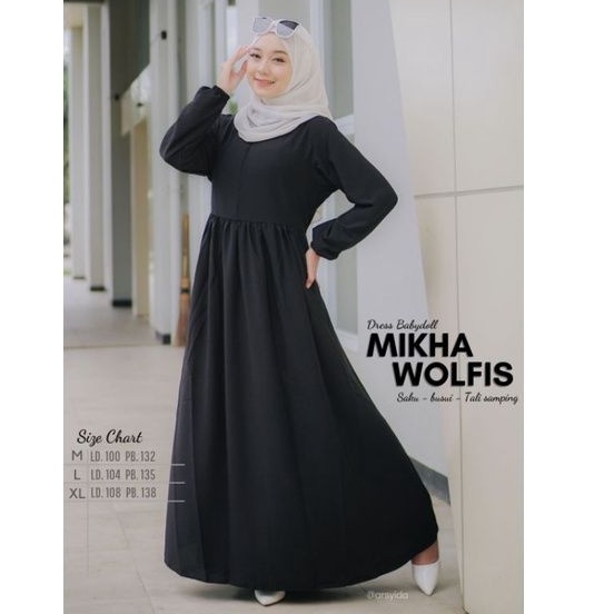 Gamis Wolfis M-XL Basic Babydoll/ Dress Babydoll Wolfis Seri 2