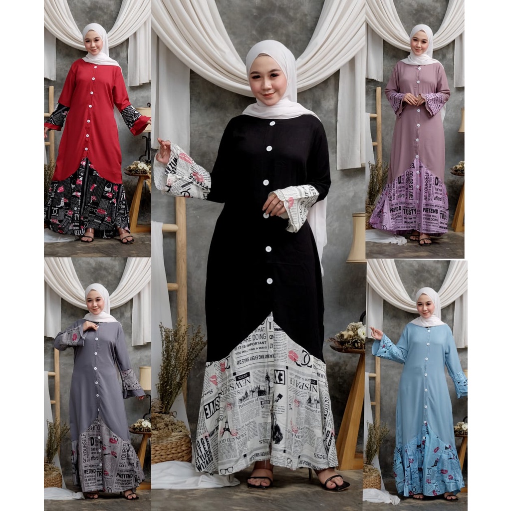 Gamis kombinasi koran model duyung